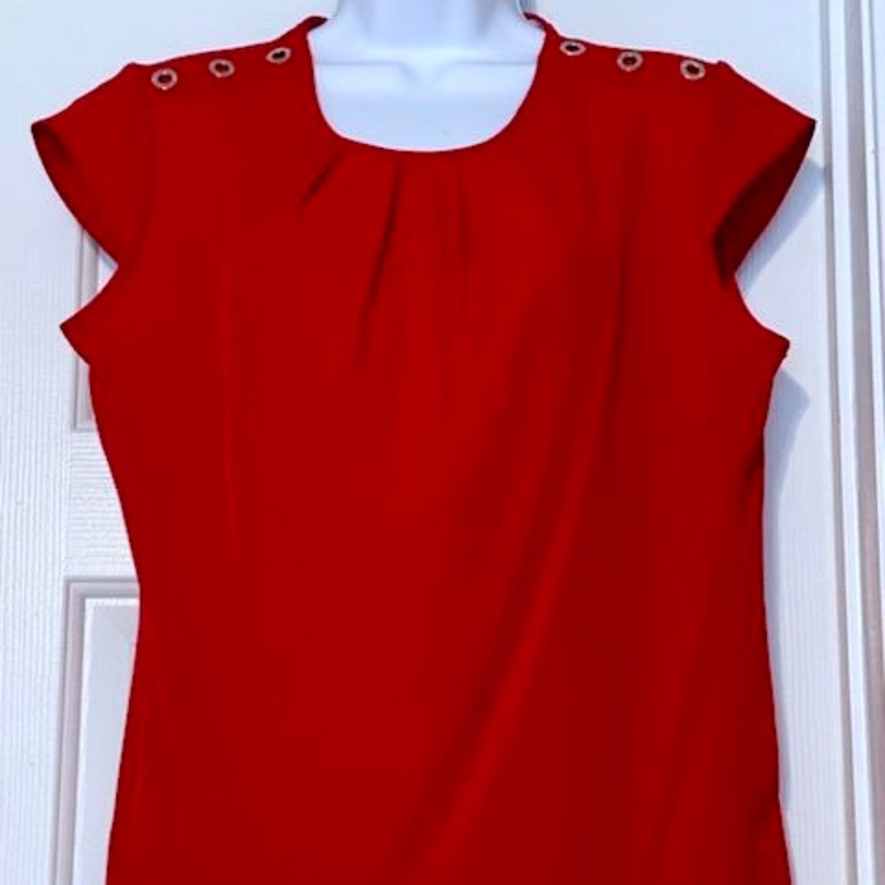 💲SALE💲NWT Calvin Klein Blouse w/Shoulder Gold Grommet Accents Sz S